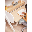 WOODY Állítható magasságú asztal, dönthető asztallappal, tölgyfa lappal,fehér kerettel